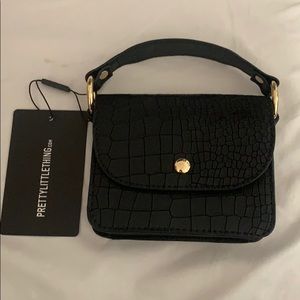 Pretty little thing black croc mini purse